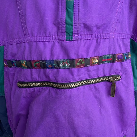 Vintage 80s 90s L.L. Bean Novelty Camping Print Windbreaker - Picture 3 of 9